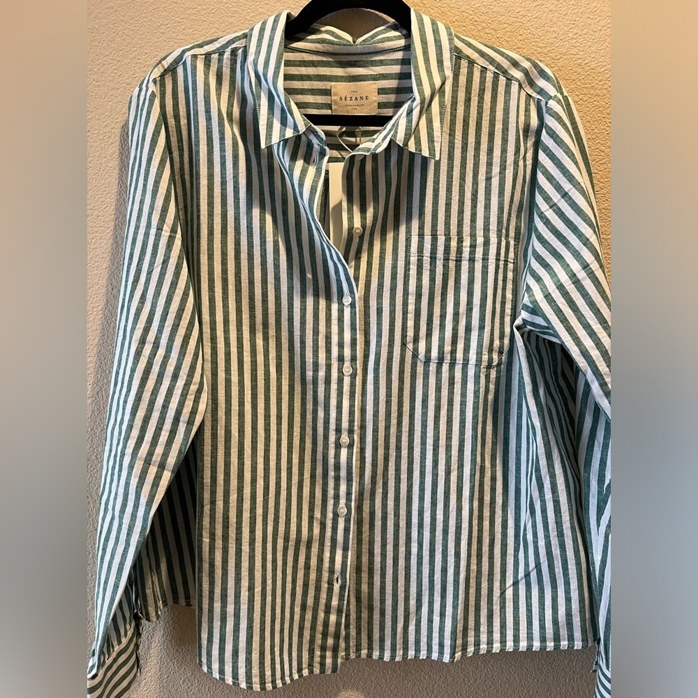Sézane Tomboy Green Shirt